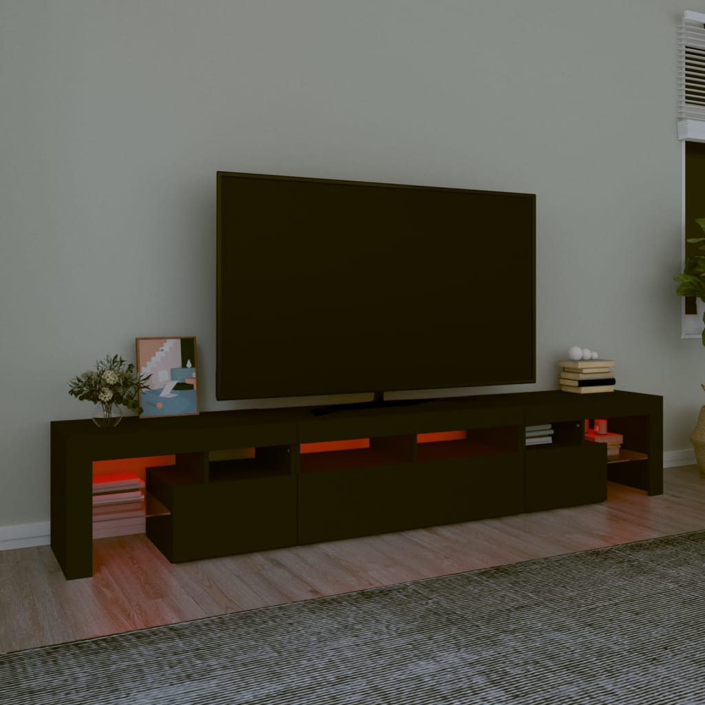 Meuble TV avec lumières LED Noir 230x36,5x40 cm - XIOS