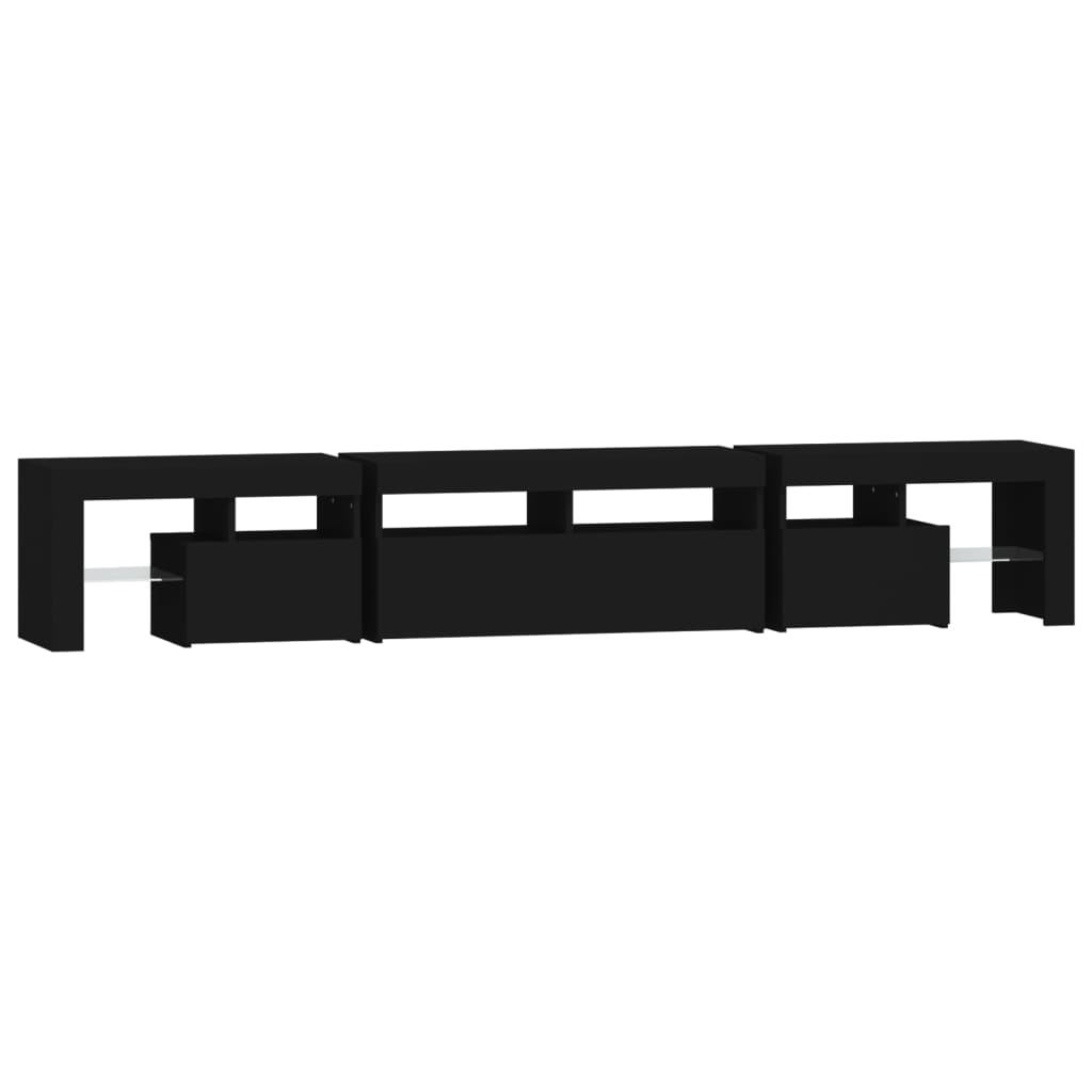 Meuble TV avec lumières LED Noir 230x36,5x40 cm - XIOS