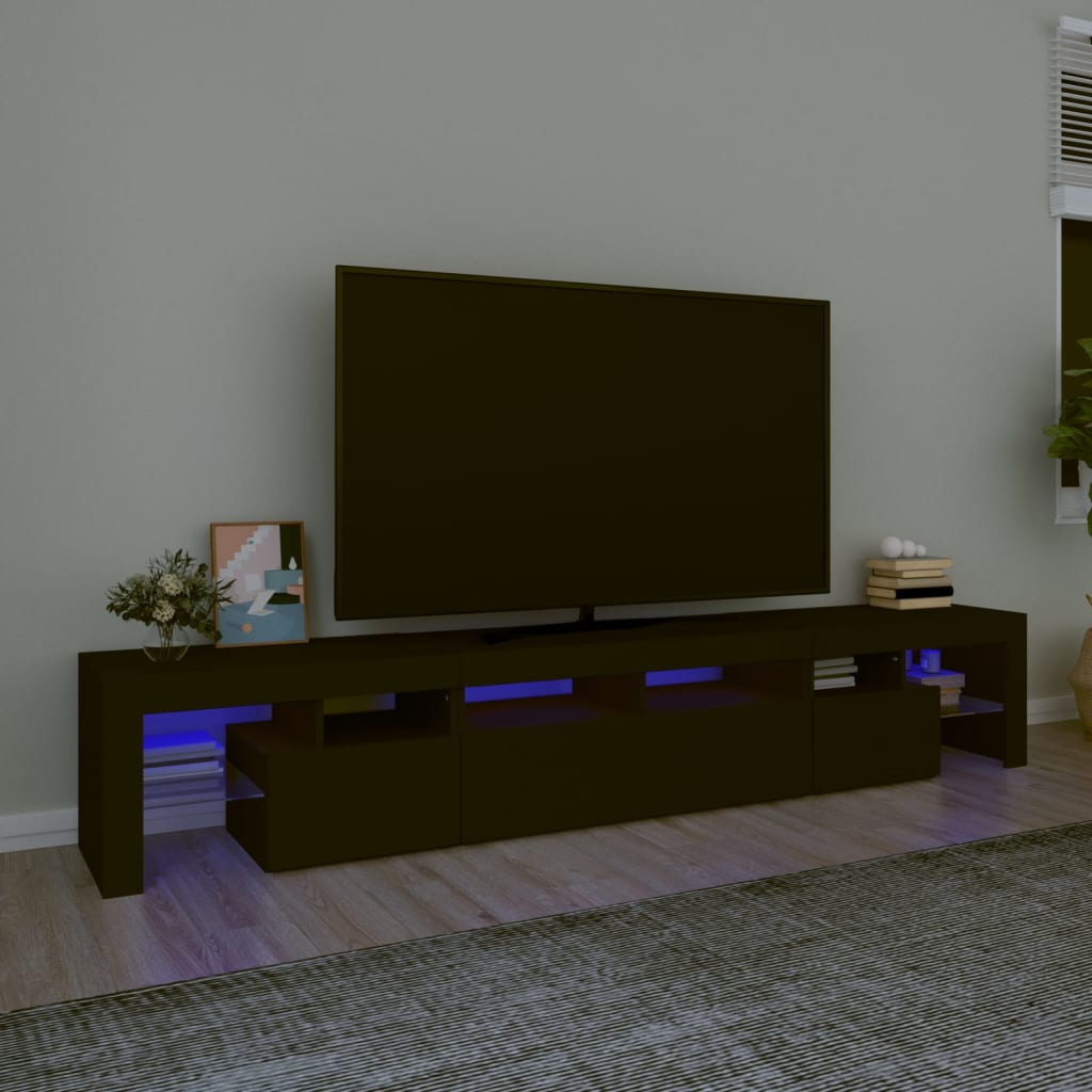Meuble TV avec lumières LED Noir 230x36,5x40 cm - XIOS