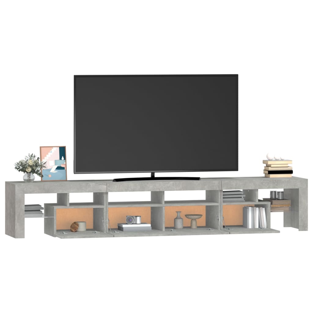 Meuble TV avec lumières LED Gris béton 230x36,5x40 cm - XIOS