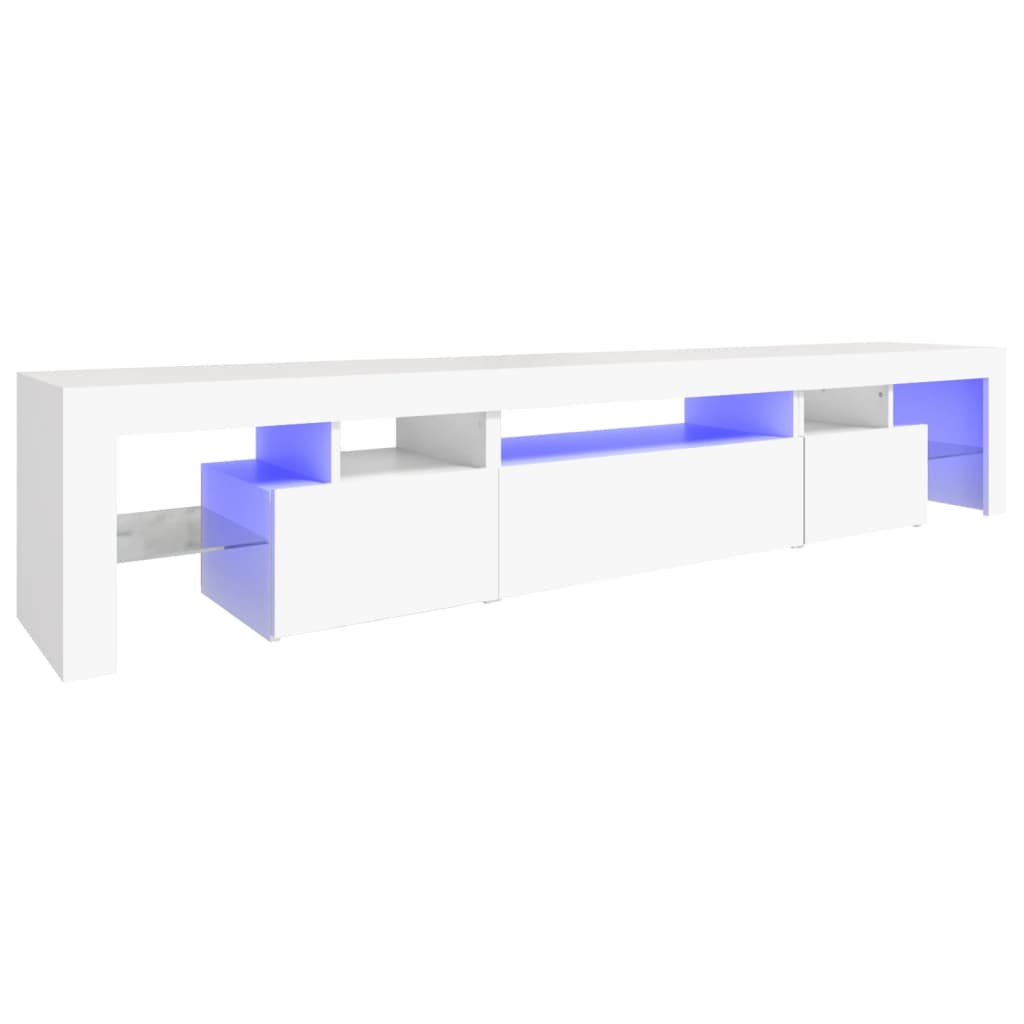 Meuble TV avec lumières LED Blanc 215x36,5x40 cm - XIOS