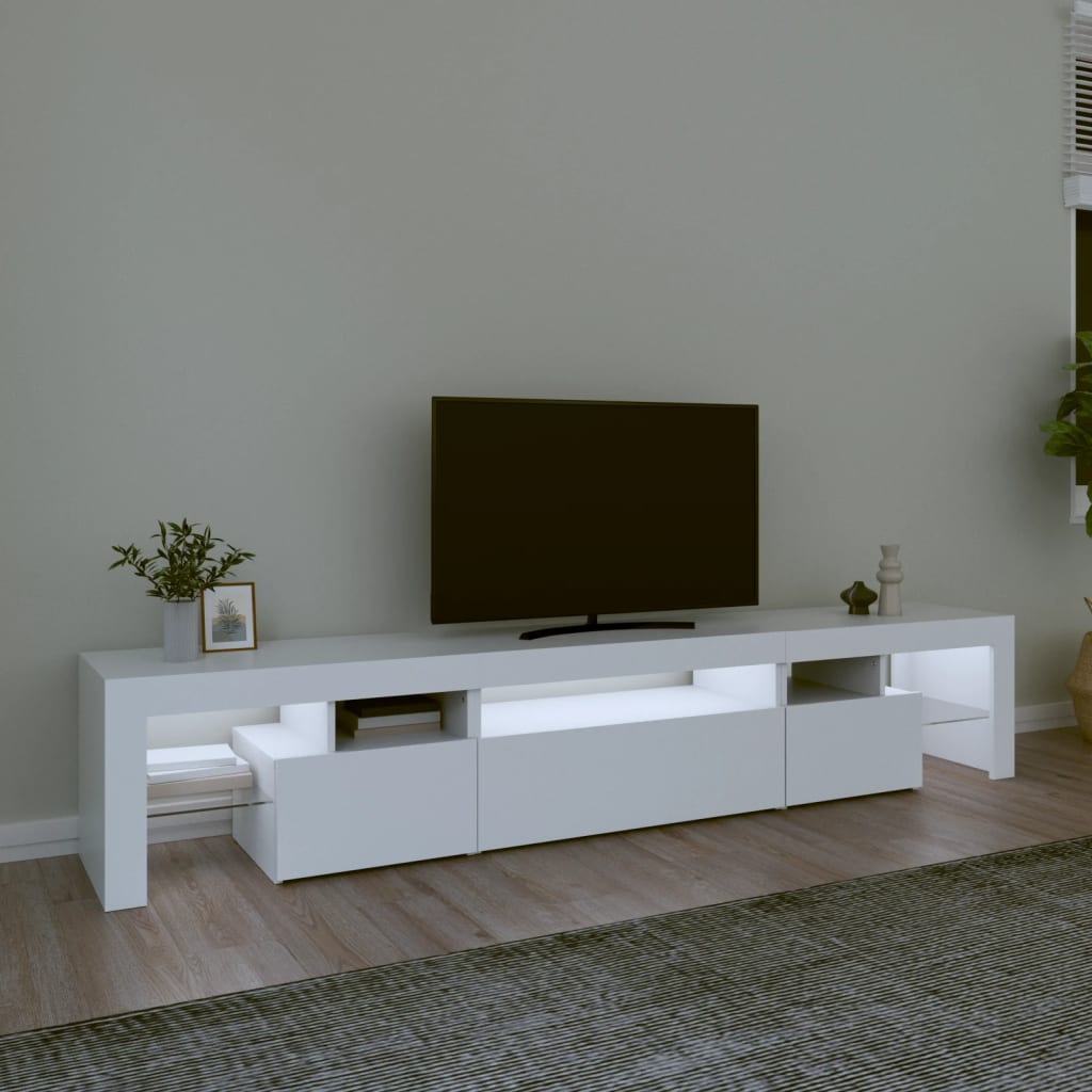 Meuble TV avec lumières LED Blanc 215x36,5x40 cm - XIOS