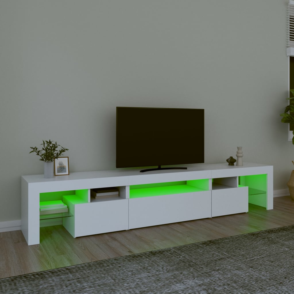 Meuble TV avec lumières LED Blanc 215x36,5x40 cm - XIOS