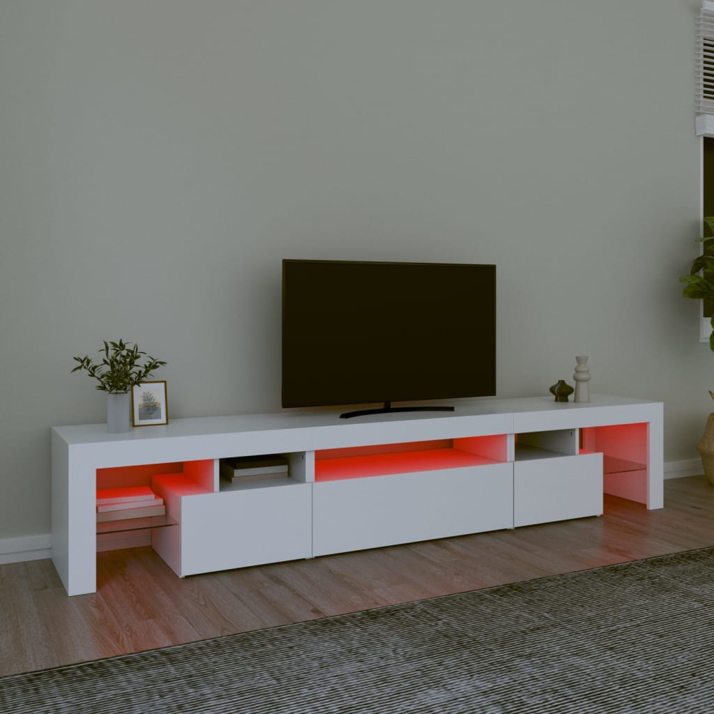 Meuble TV avec lumières LED Blanc 215x36,5x40 cm - XIOS