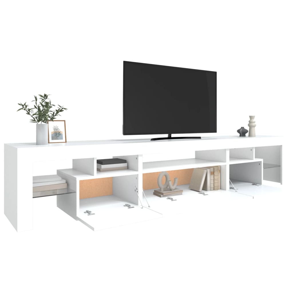 Meuble TV avec lumières LED Blanc 215x36,5x40 cm - XIOS