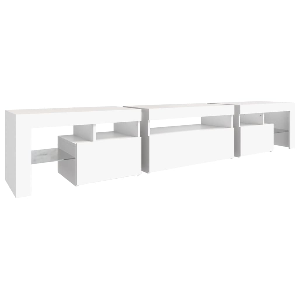 Meuble TV avec lumières LED Blanc 215x36,5x40 cm - XIOS