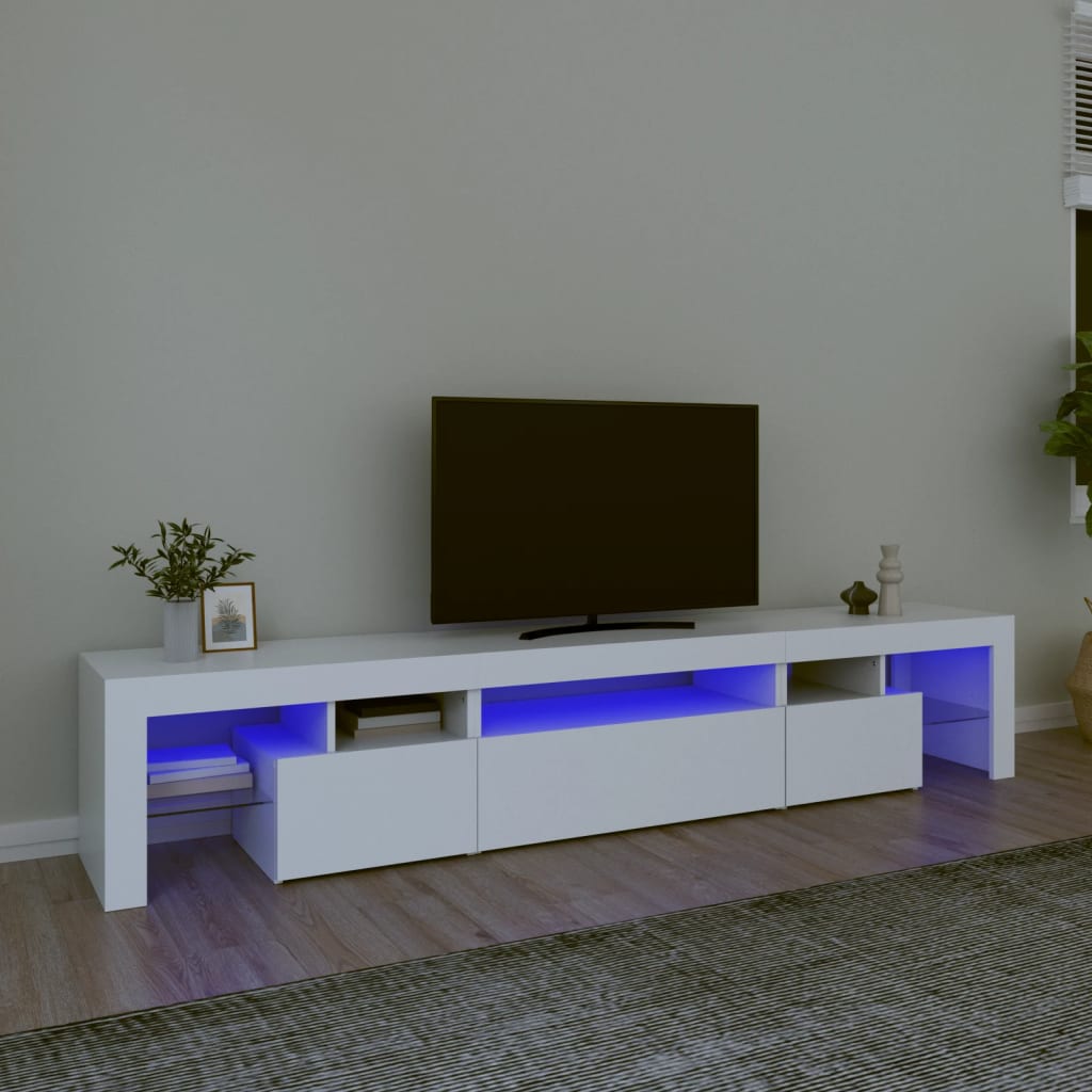 Meuble TV avec lumières LED Blanc 215x36,5x40 cm - XIOS