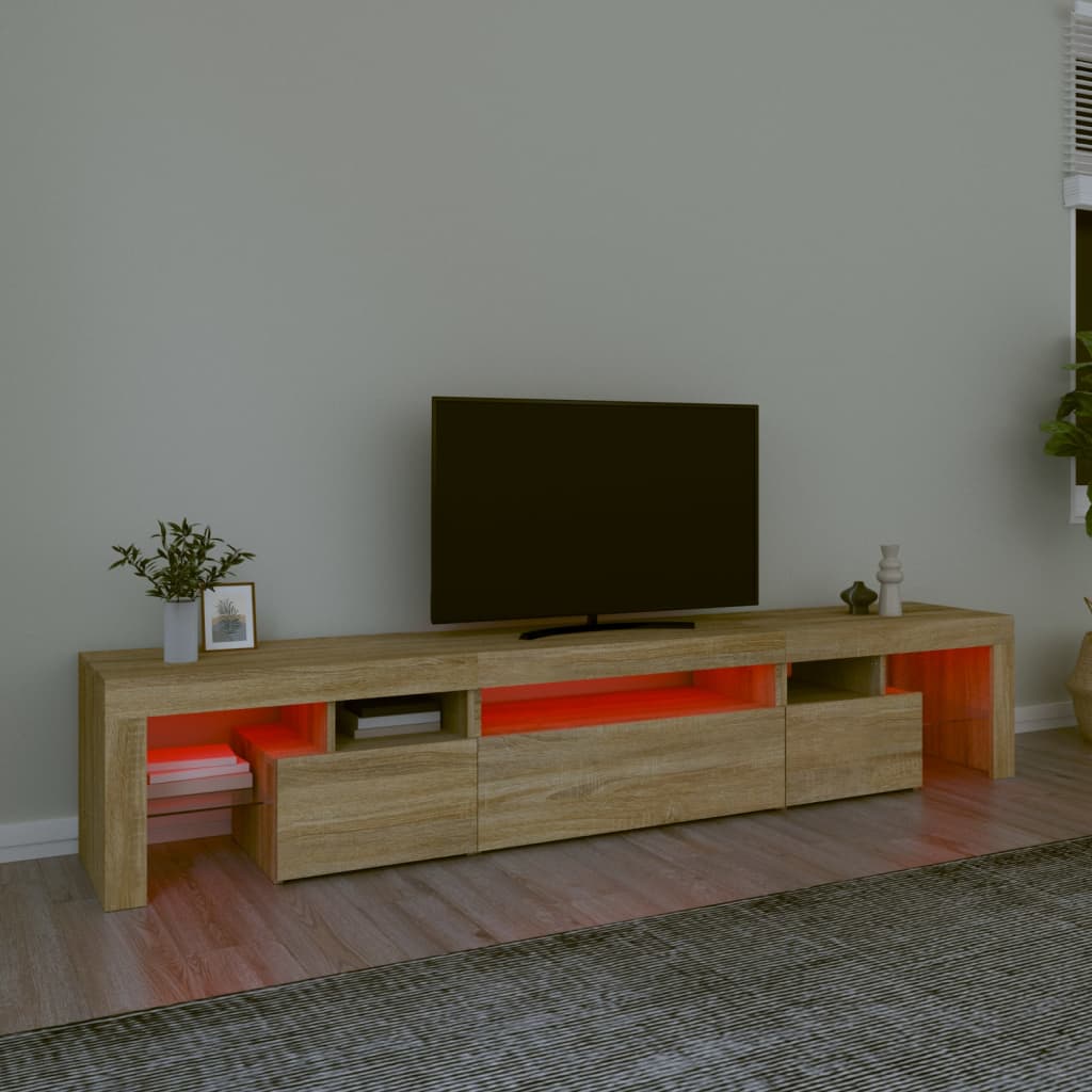 Meuble TV avec lumières LED Chêne sonoma 215x36,5x40 cm - XIOS