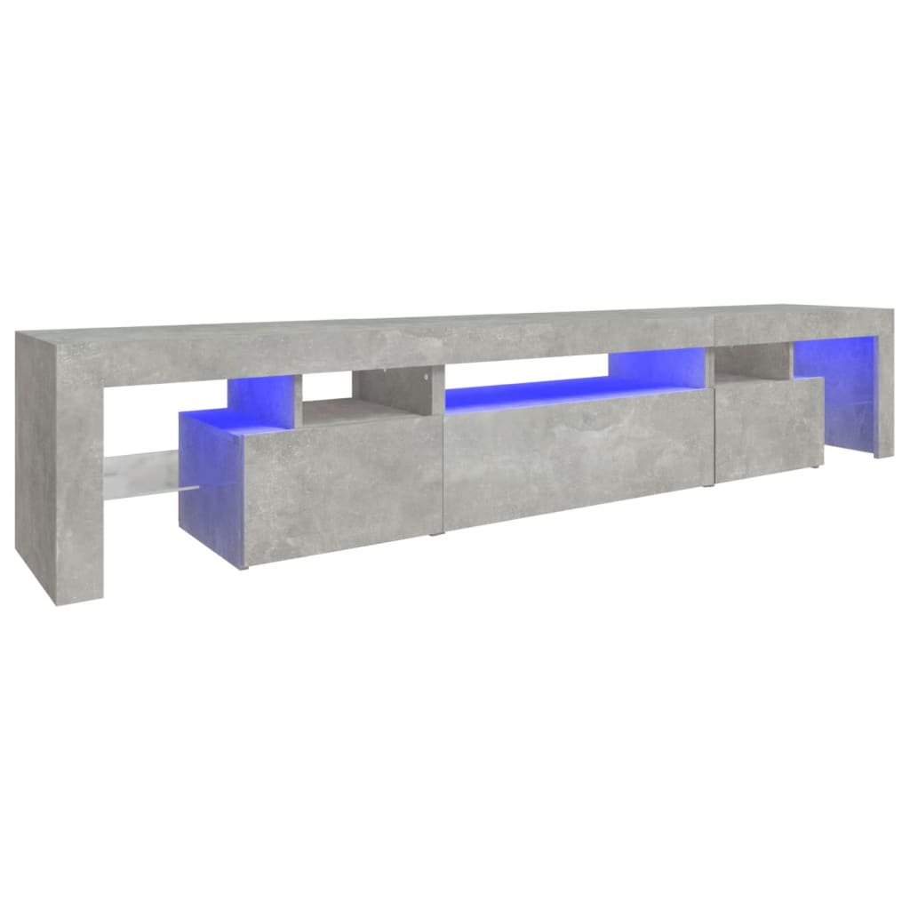 Meuble TV avec lumières LED Gris béton 215x36,5x40 cm - XIOS