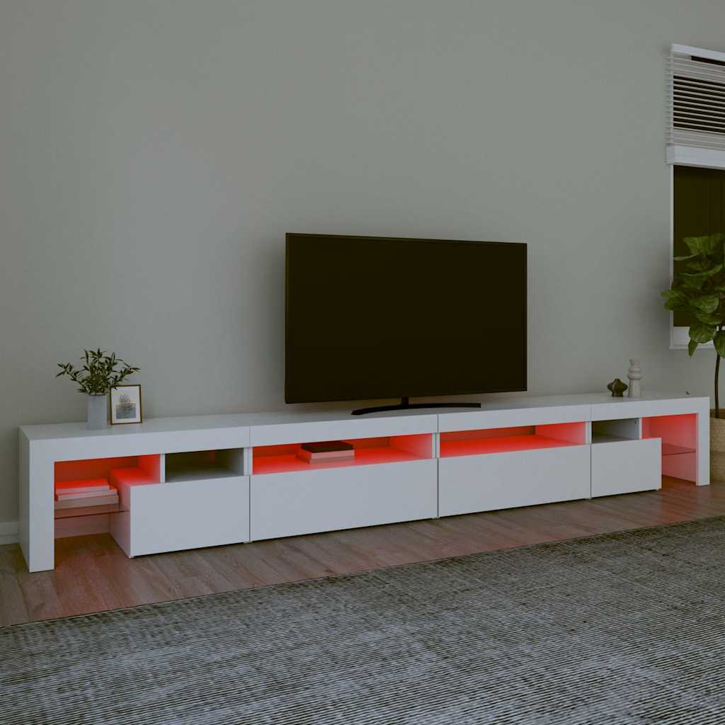 Meuble TV avec lumières LED Blanc 290x36,5x40 cm