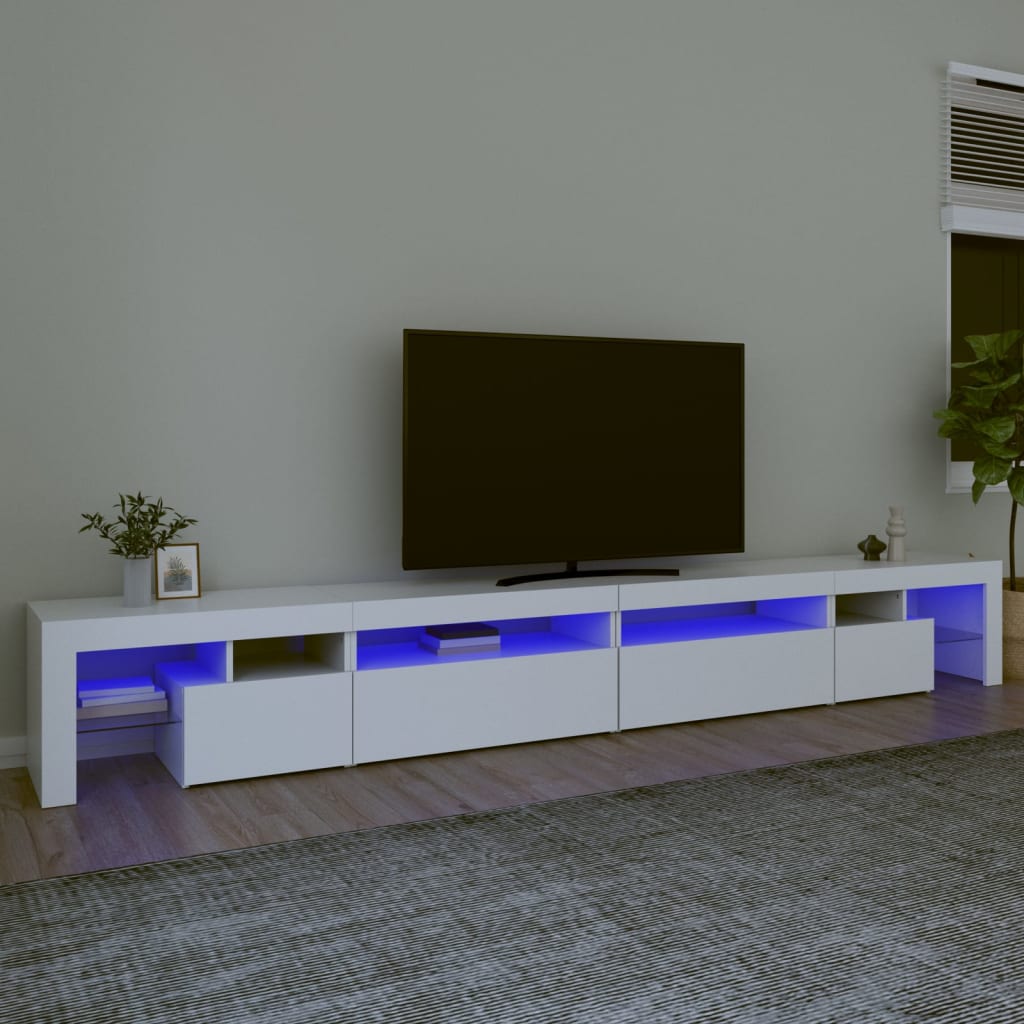Meuble TV avec lumières LED Blanc 290x36,5x40 cm - XIOS