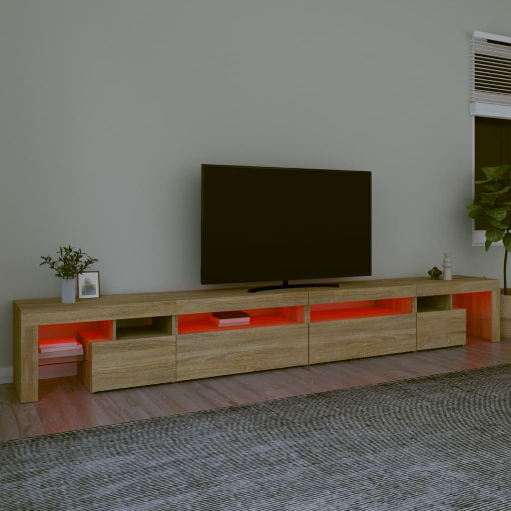Meuble TV avec lumières LED Chêne sonoma 290x36,5x40 cm - XIOS