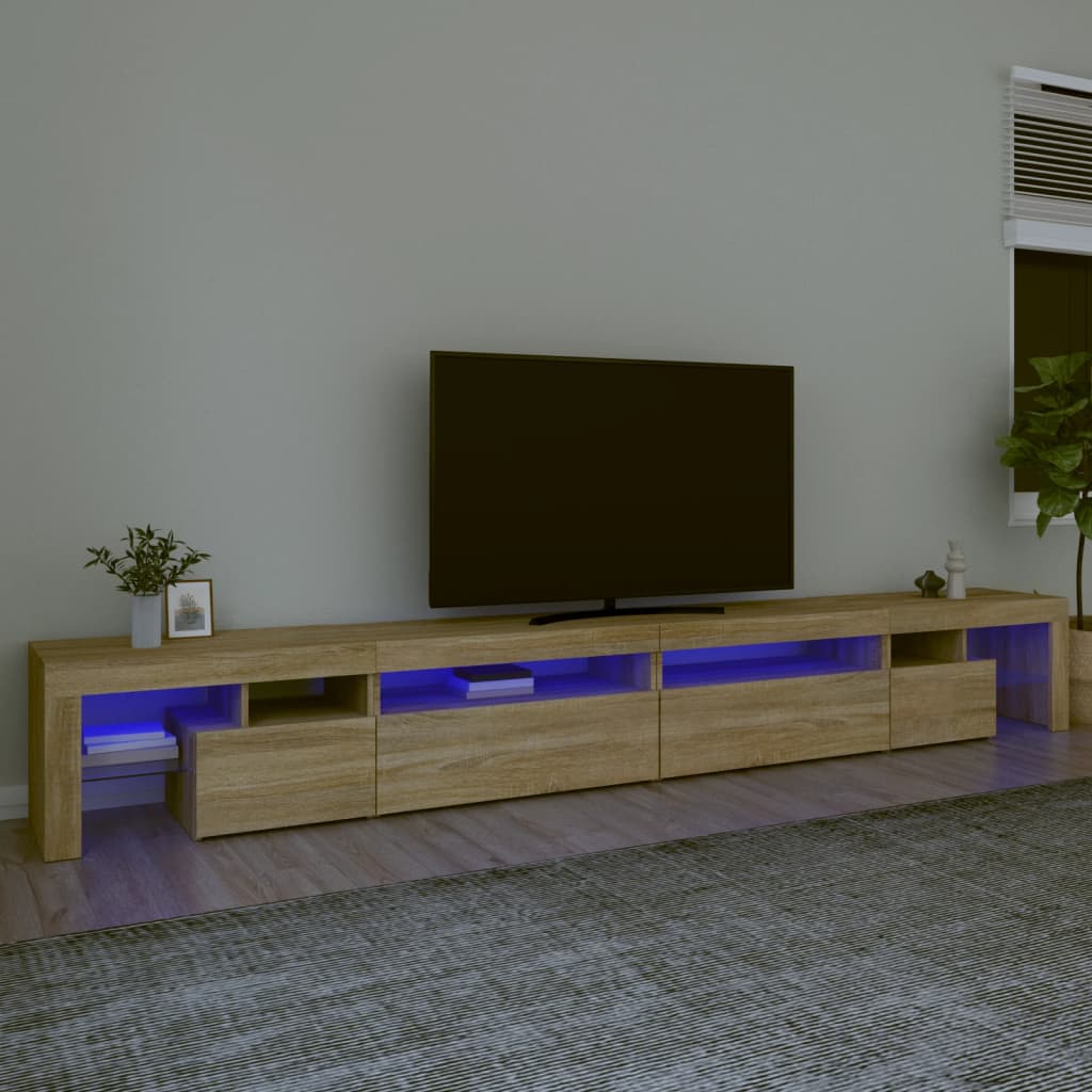Meuble TV avec lumières LED Chêne sonoma 290x36,5x40 cm - XIOS
