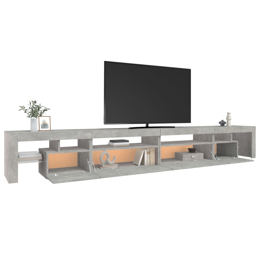 Meuble TV avec lumières LED Gris béton 290x36,5x40 cm - XIOS