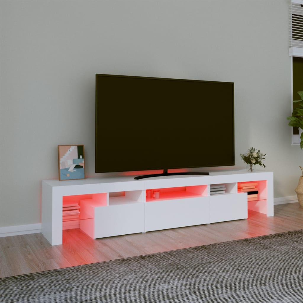 Meuble TV avec lumières LED Blanc 200x36,5x40 cm - XIOS