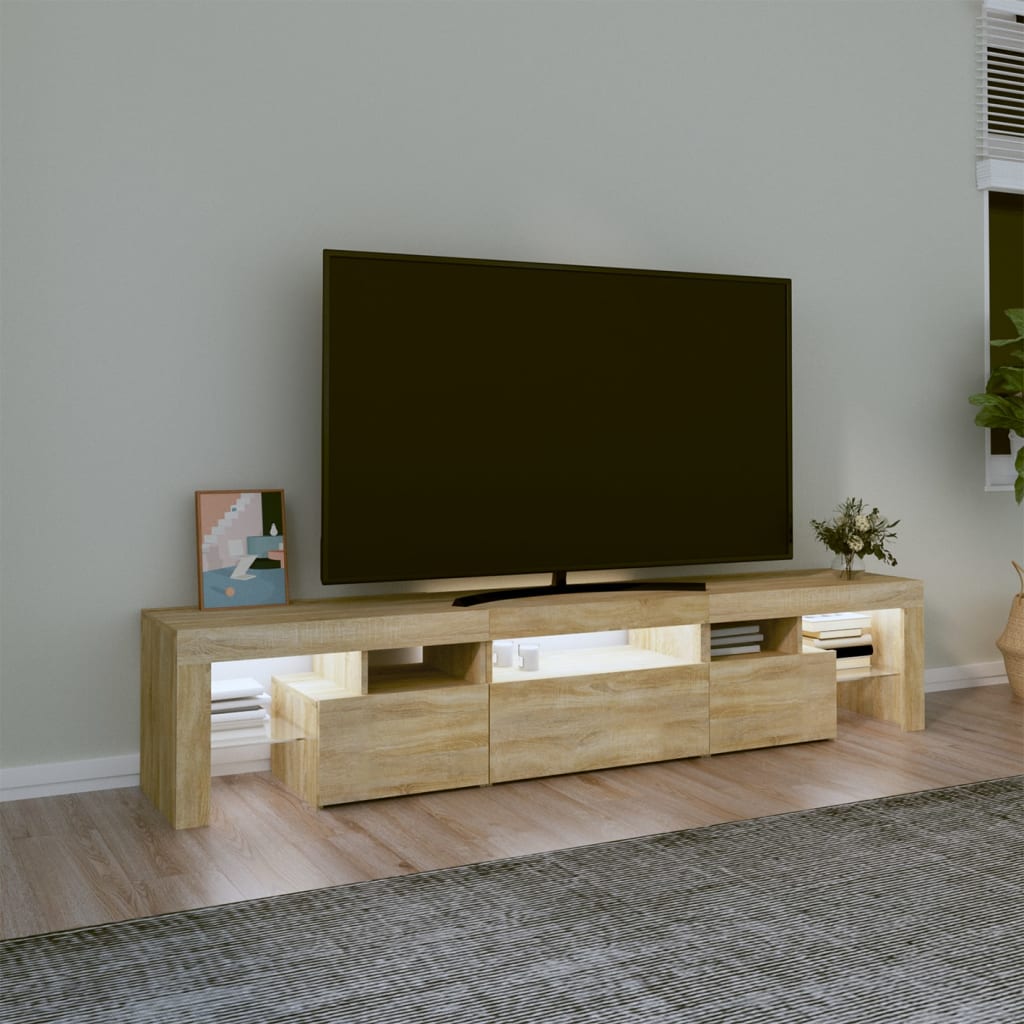 Meuble TV avec lumières LED Chêne sonoma 200x36,5x40 cm - XIOS