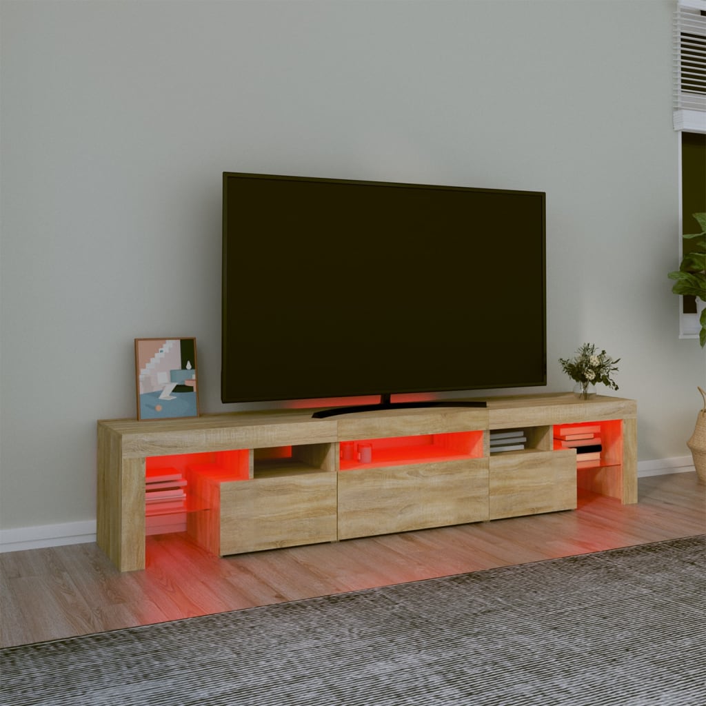 Meuble TV avec lumières LED Chêne sonoma 200x36,5x40 cm - XIOS