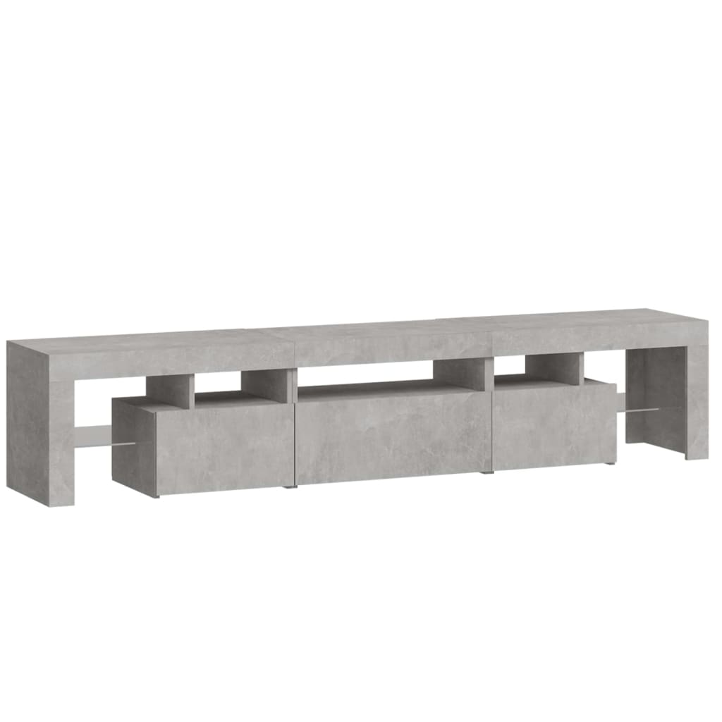 Meuble TV avec lumières LED Gris béton 200x36,5x40 cm - XIOS