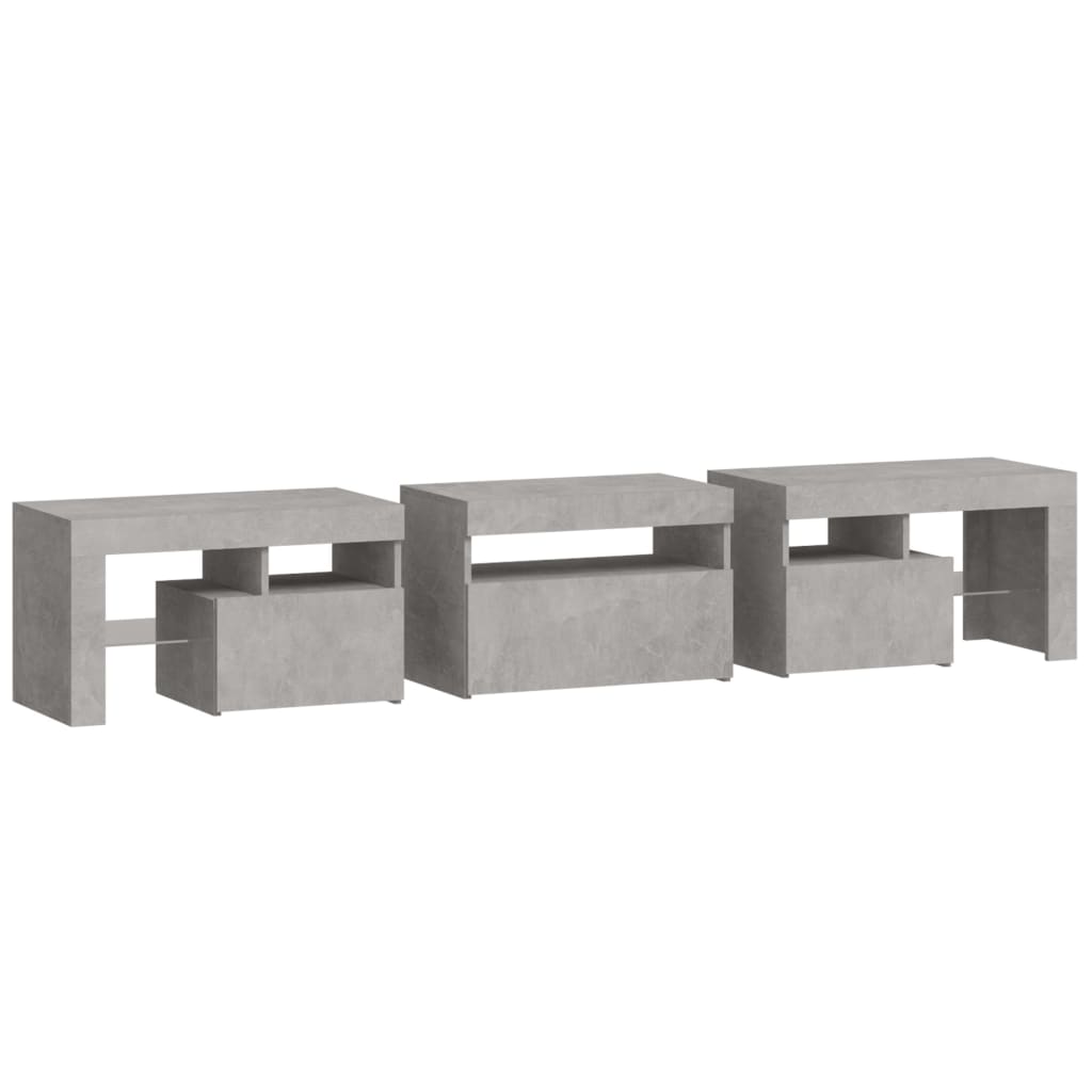 Meuble TV avec lumières LED Gris béton 200x36,5x40 cm - XIOS