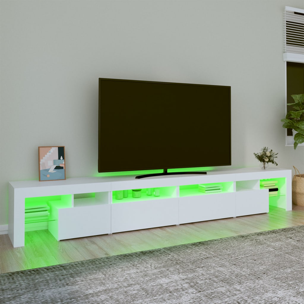 Meuble TV avec lumières LED Blanc 260x36,5x40 cm - XIOS