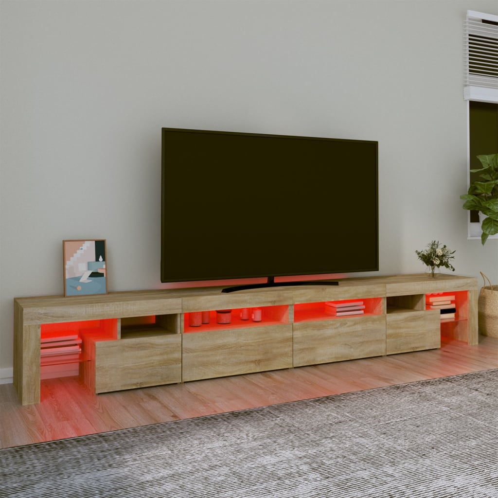 Meuble TV avec lumières LED Chêne sonoma 260x36,5x40 cm - XIOS