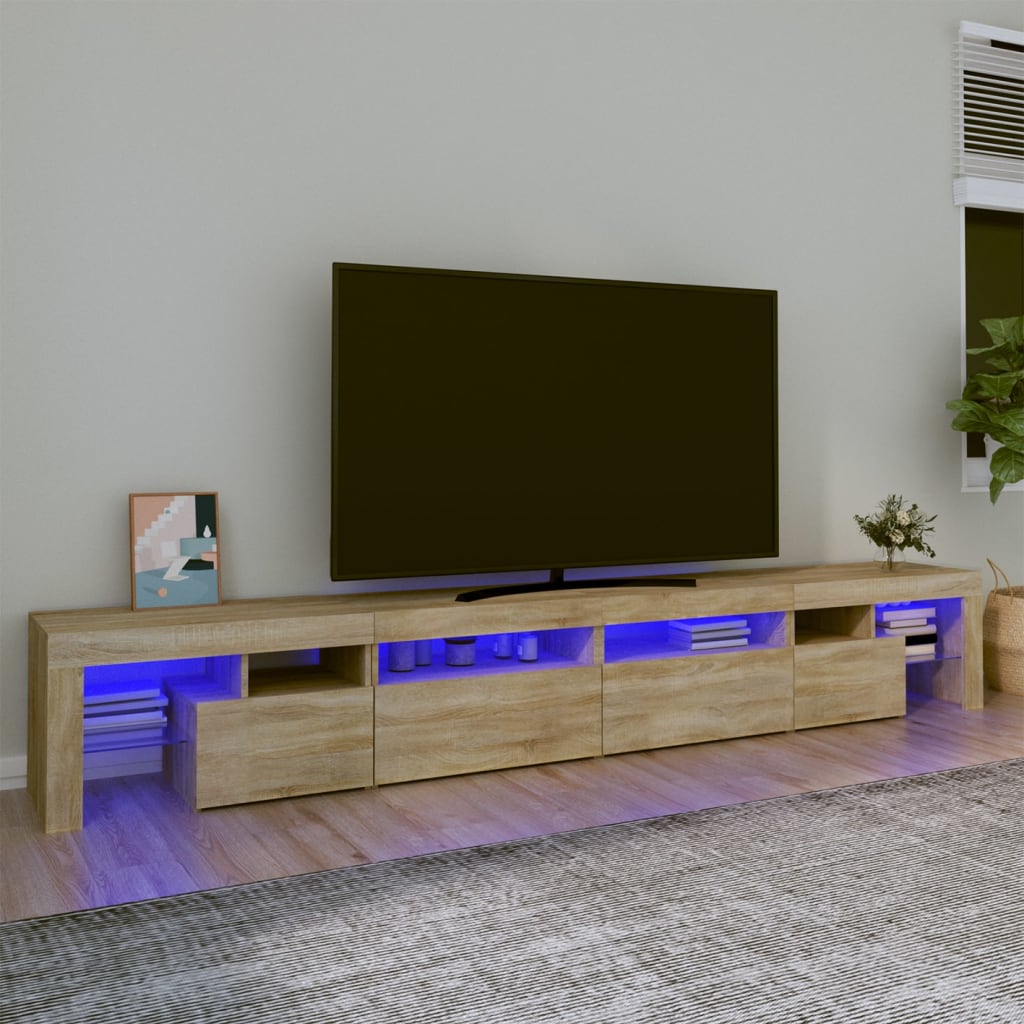 Meuble TV avec lumières LED Chêne sonoma 260x36,5x40 cm - XIOS