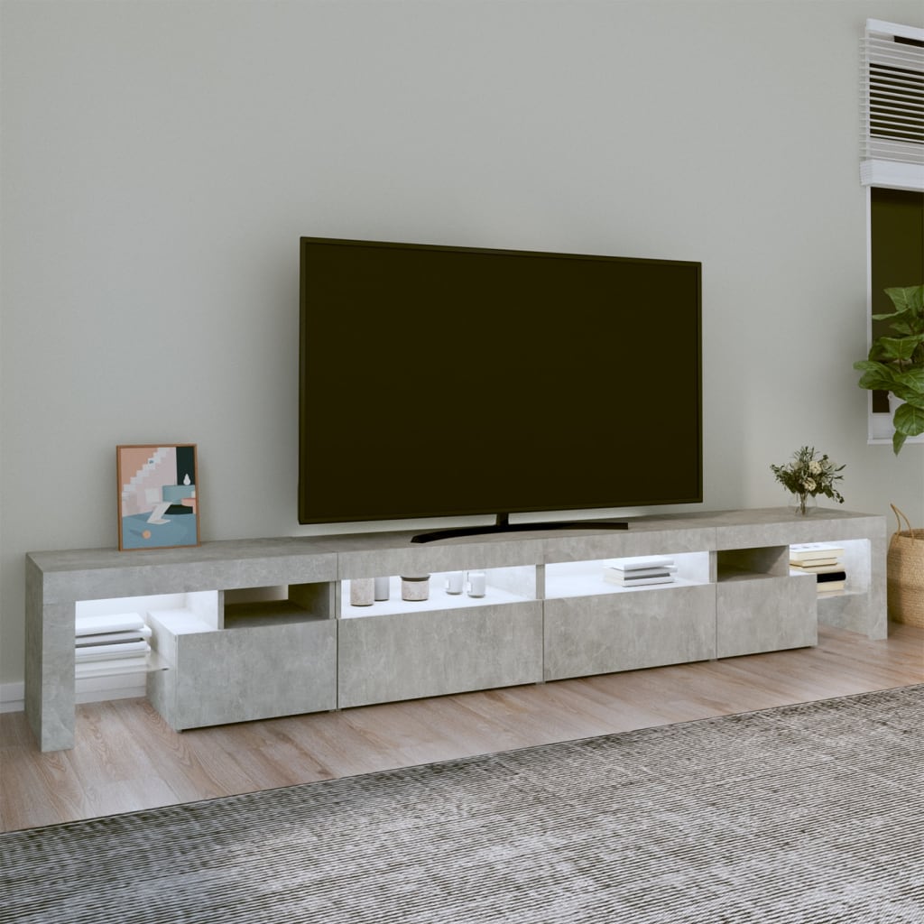 Meuble TV avec lumières LED Gris béton 260x36,5x40 cm - XIOS