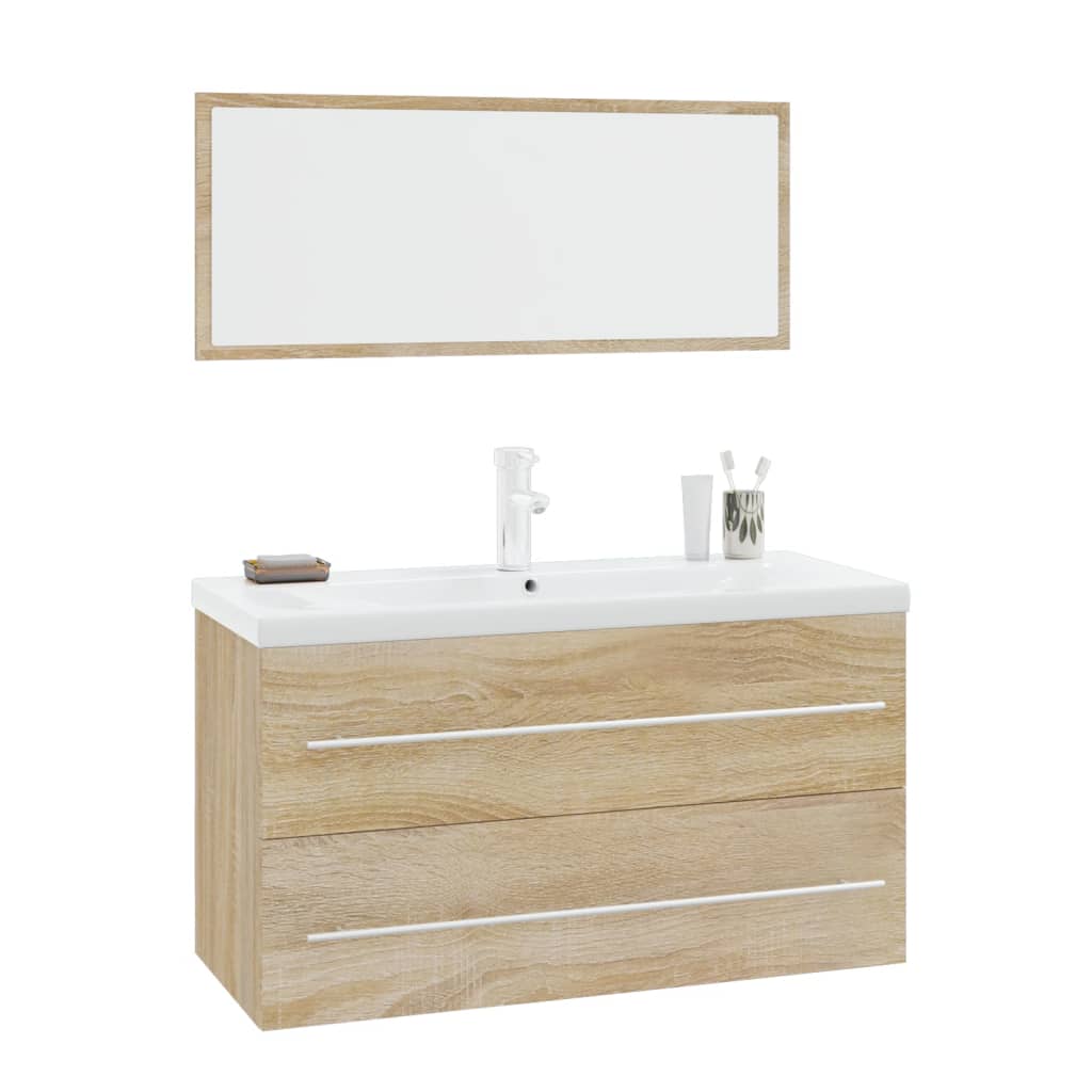 Ensemble de meubles de salle de bain 3 pcs Chêne sonoma Ensembles de mobilier pour salles de bains vidaXL