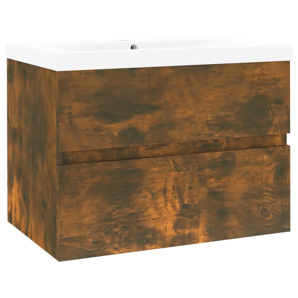 Meuble lavabo avec bassin intégré Chêne fumé Bois d'ingénierie - XIOS