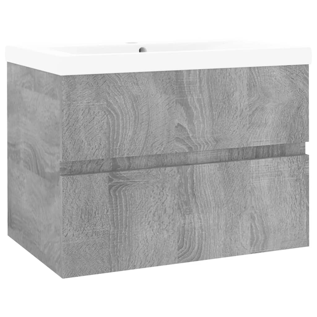 Meuble lavabo avec bassin intégré Sonoma gris Bois d'ingénierie - XIOS