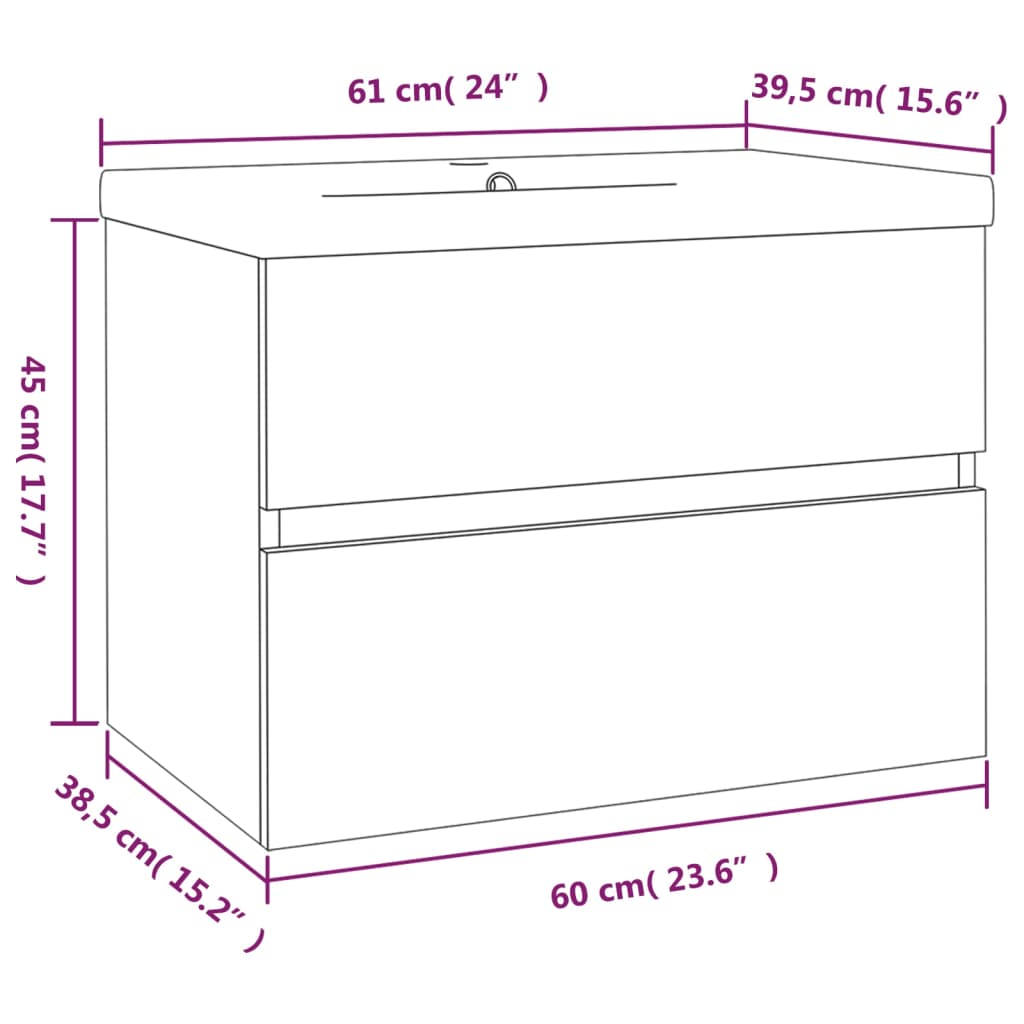 Meuble lavabo avec bassin intégré Sonoma gris Bois d'ingénierie - XIOS