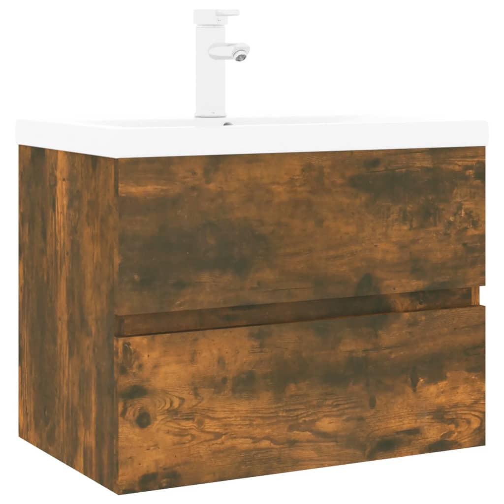 Meuble lavabo avec bassin intégré Chêne fumé Bois d'ingénierie - XIOS