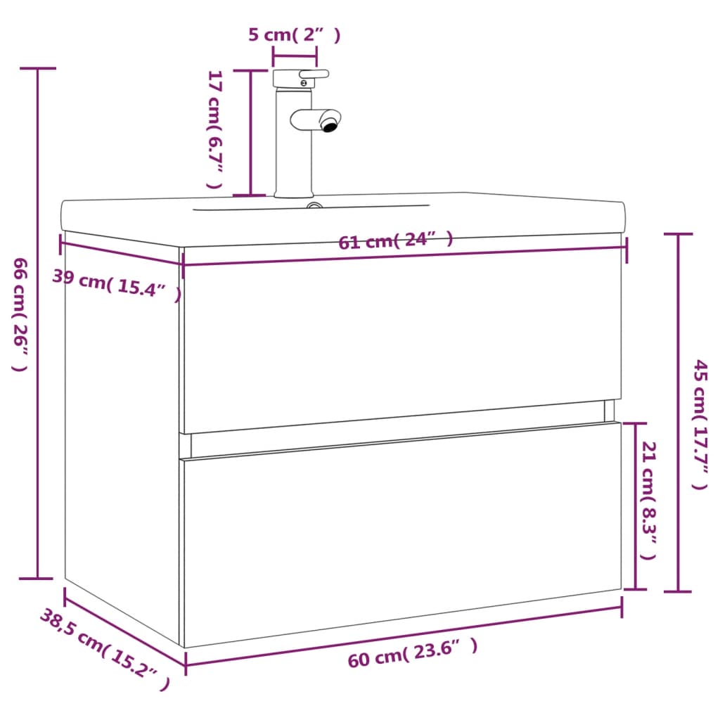 Meuble lavabo avec bassin intégré Sonoma gris Bois d'ingénierie - XIOS