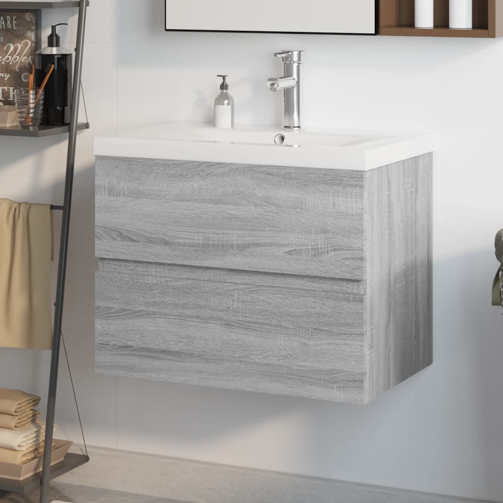 Meuble lavabo avec bassin intégré Sonoma gris Bois d'ingénierie - XIOS