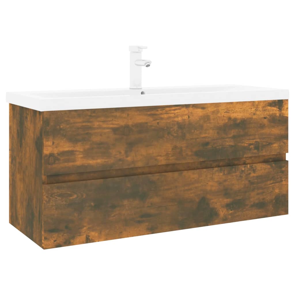 Meuble lavabo avec bassin intégré Chêne fumé Bois d'ingénierie - XIOS