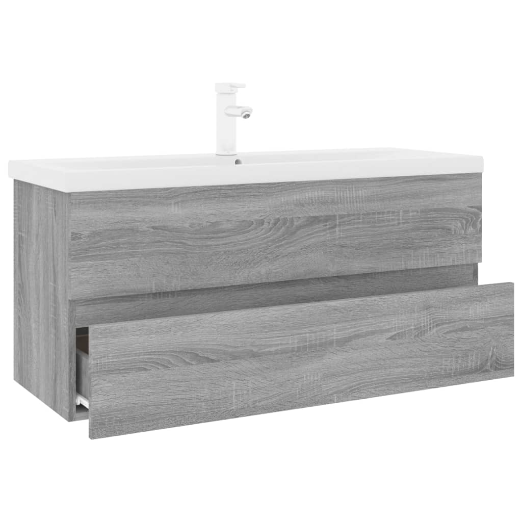 Meuble lavabo avec bassin intégré Sonoma gris Bois d'ingénierie - XIOS