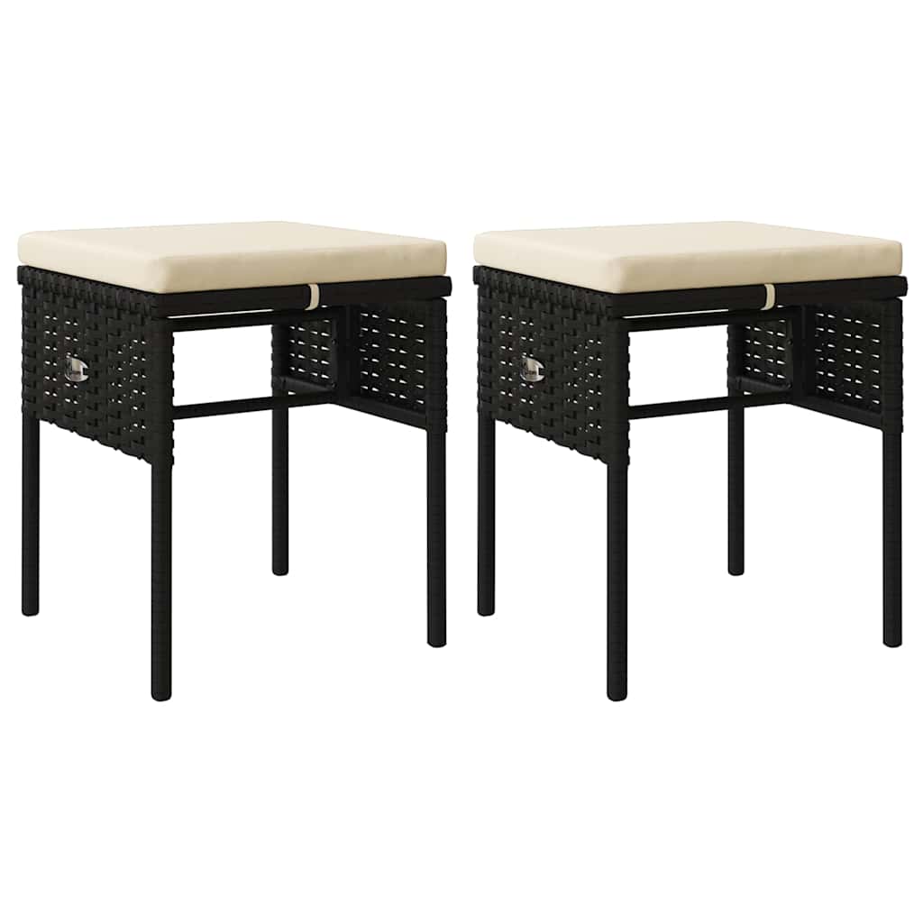 Salon de jardin 6 pcs avec coussins Noir Résine tressée