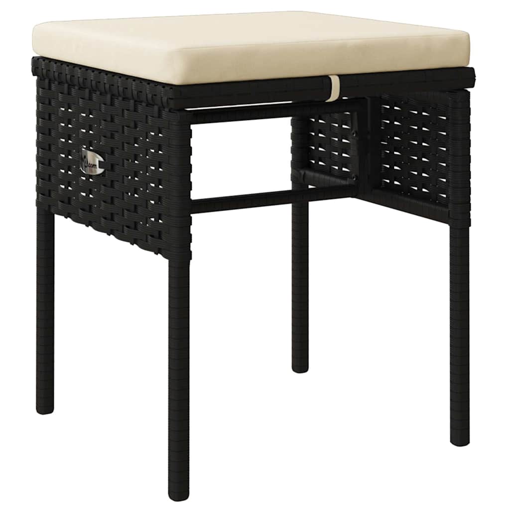 Salon de jardin 6 pcs avec coussins Noir Résine tressée
