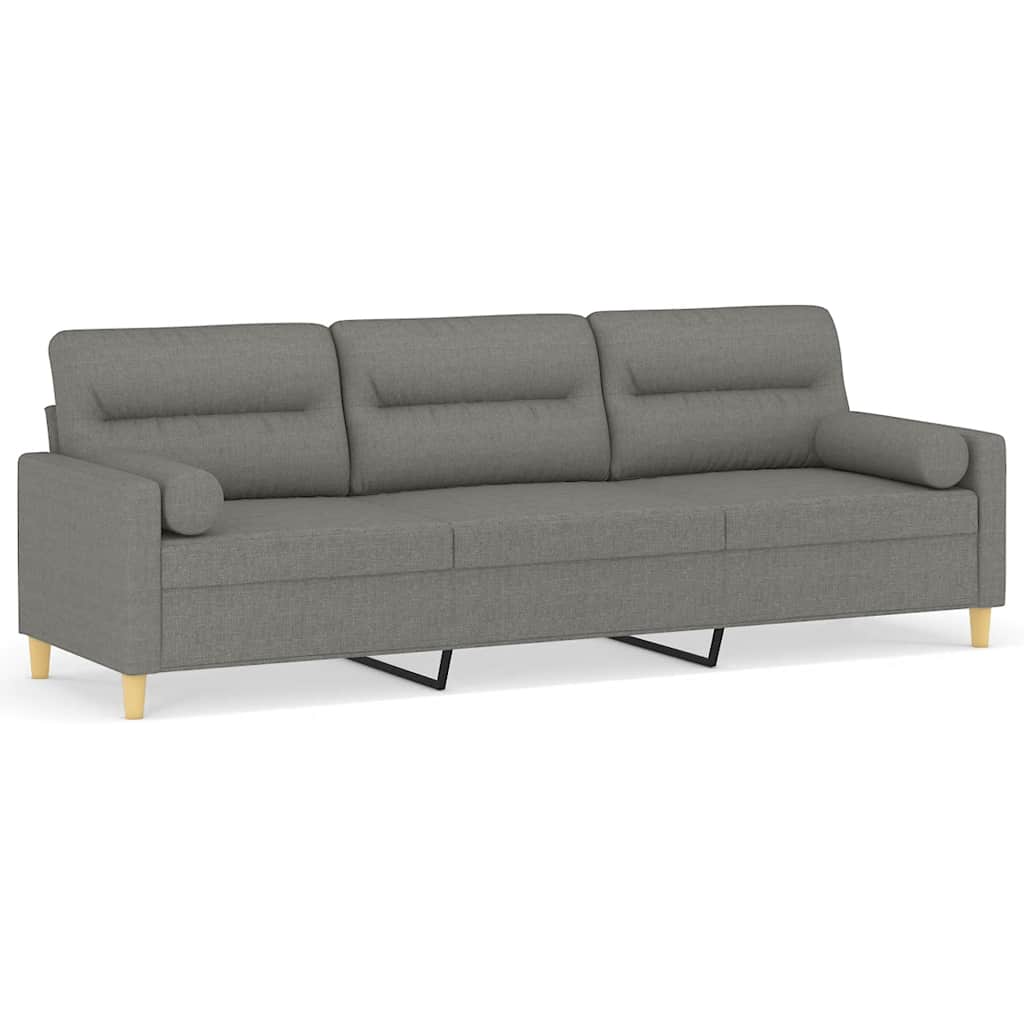 Canapé 3 places et oreillers et coussins Gris foncé 210cm Tissu