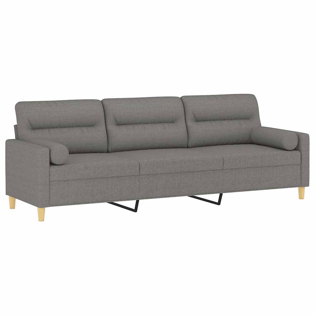 Canapé 3 places et oreillers et coussins Gris foncé 210cm Tissu