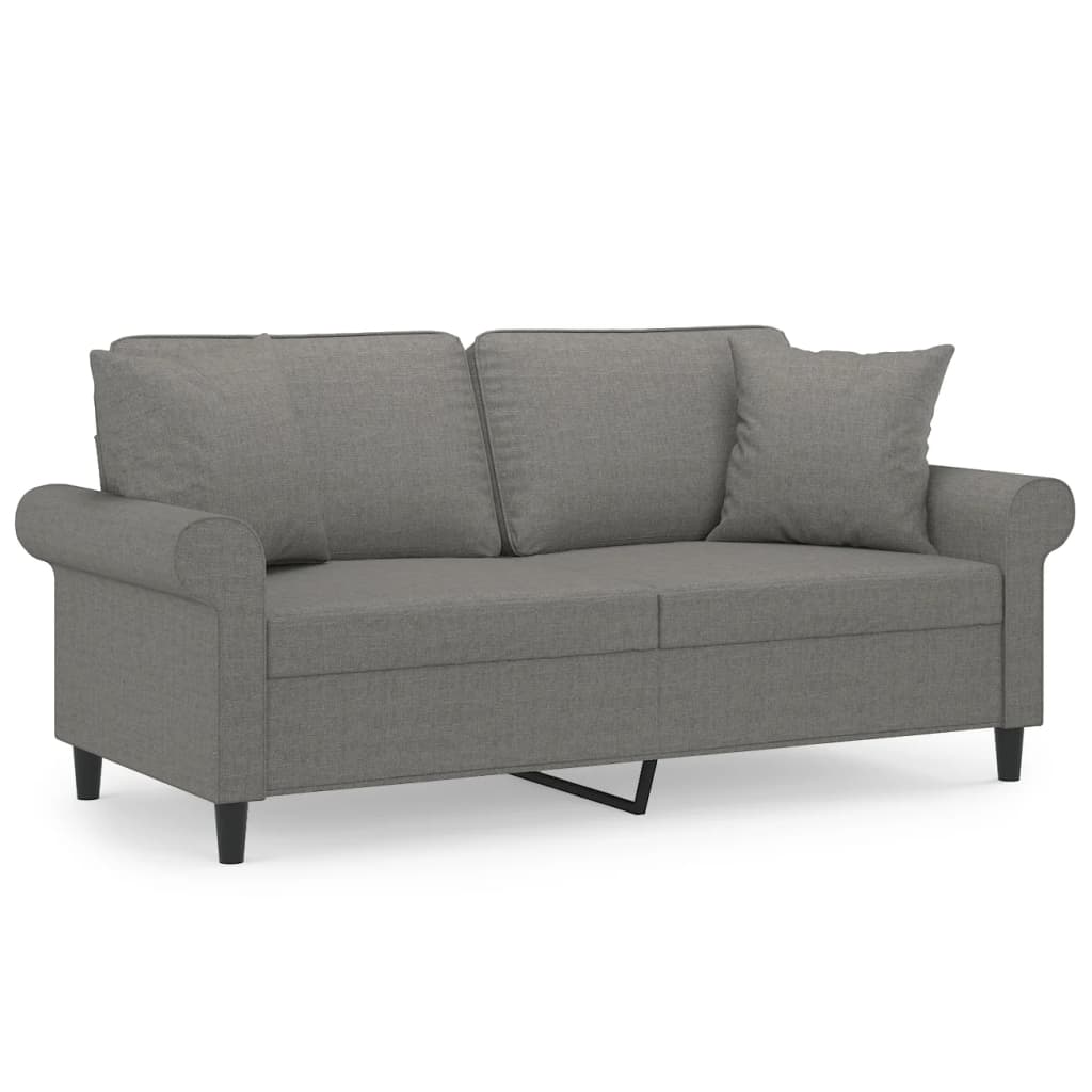 Canapé 2 places et oreillers et coussins Gris foncé 140cm Tissu - XIOS