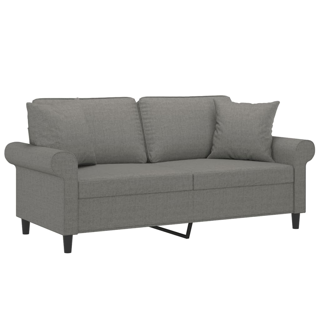 Canapé 2 places et oreillers et coussins Gris foncé 140cm Tissu - XIOS