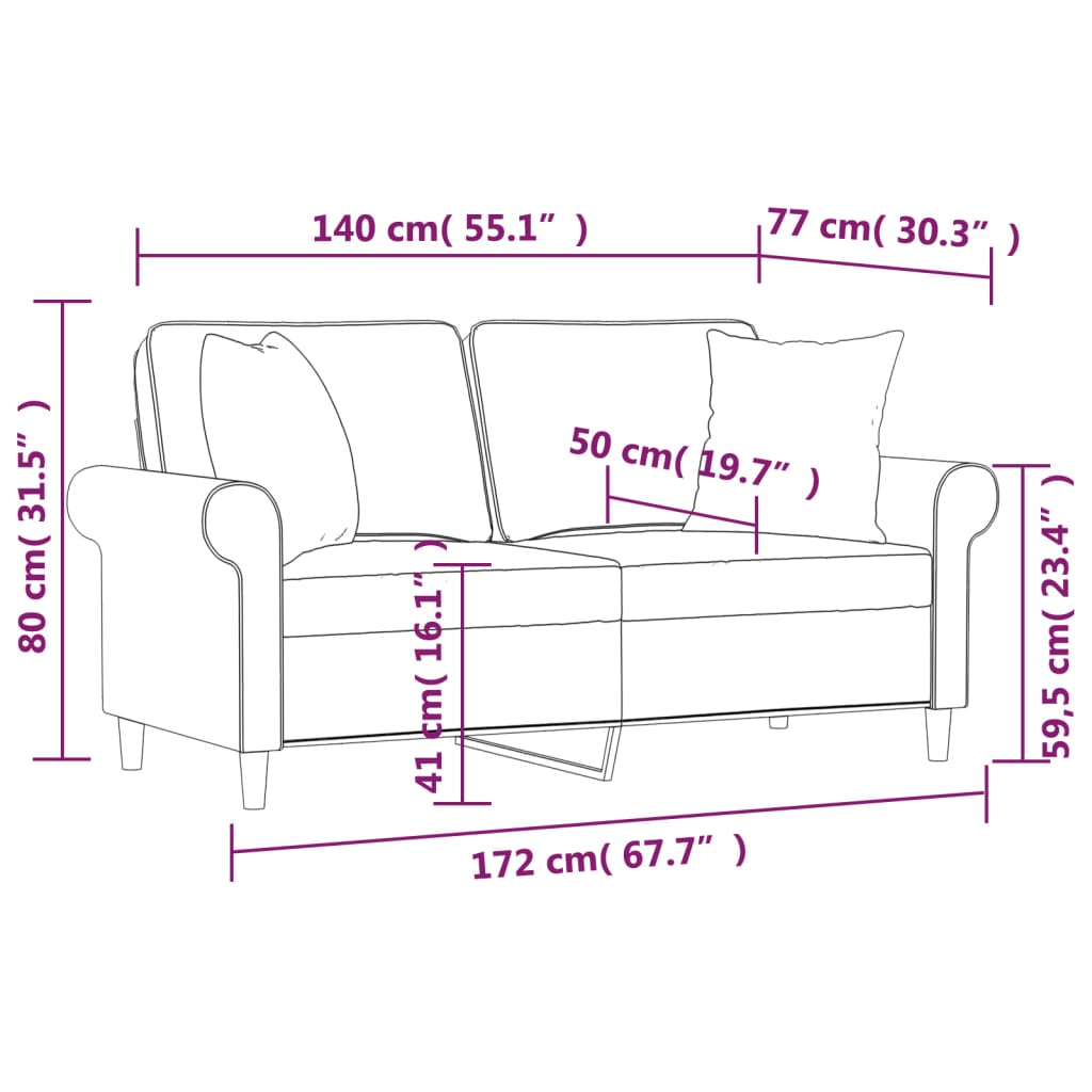 Canapé 2 places et oreillers et coussins Gris foncé 140cm Tissu - XIOS