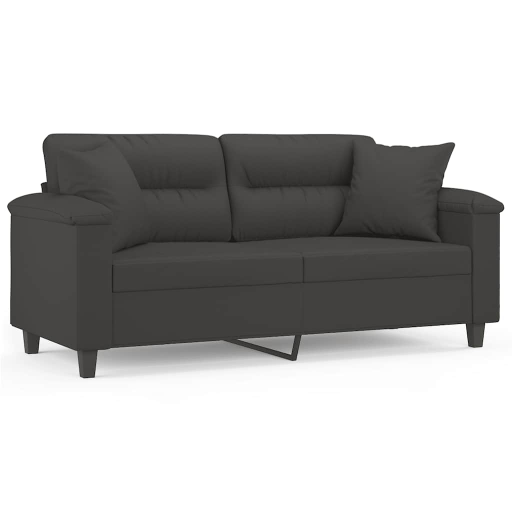 Canapé 2 places avec oreillers et coussins Gris foncé 140 cm - XIOS
