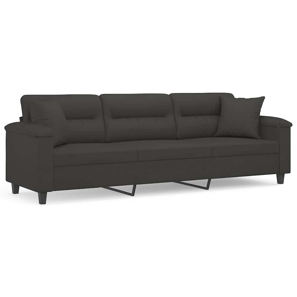 Canapé 3 places avec oreillers et coussins Gris foncé 210 cm