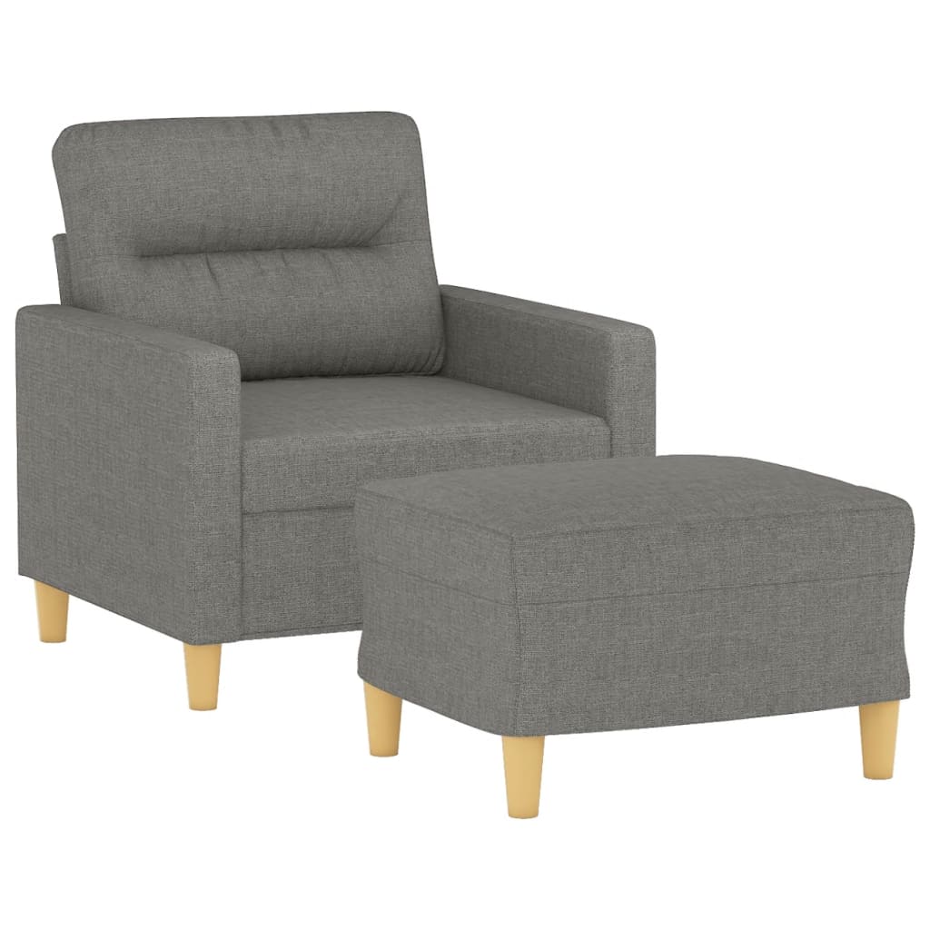 Fauteuil avec repose-pied Gris foncé 60 cm Tissu - XIOS