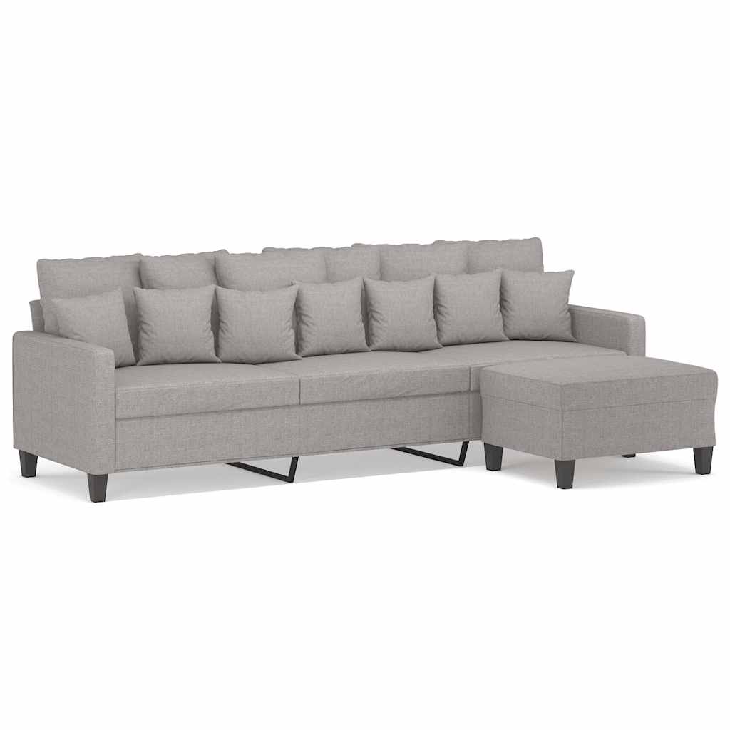 Canapé à 3 places avec repose-pieds Gris clair 210 cm Tissu - XIOS