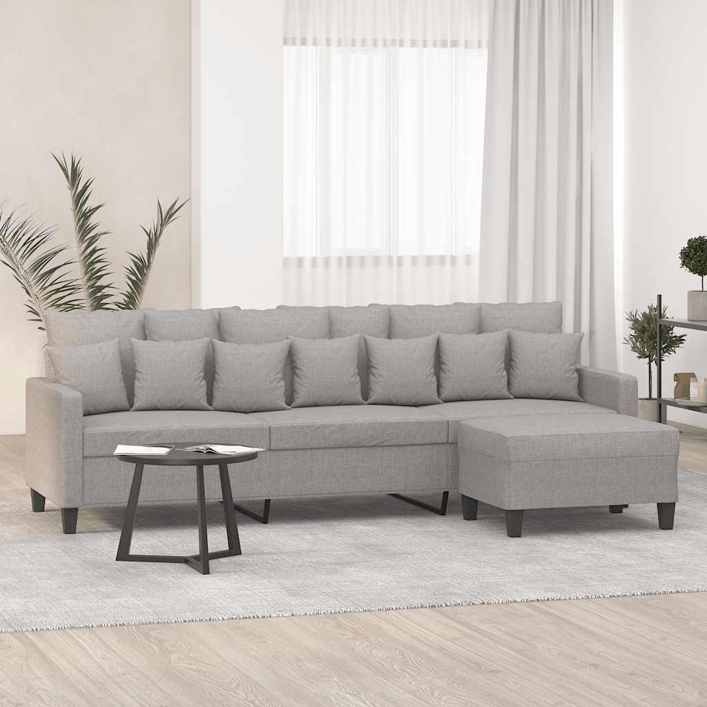 Canapé à 3 places avec repose-pieds Gris clair 210 cm Tissu - XIOS