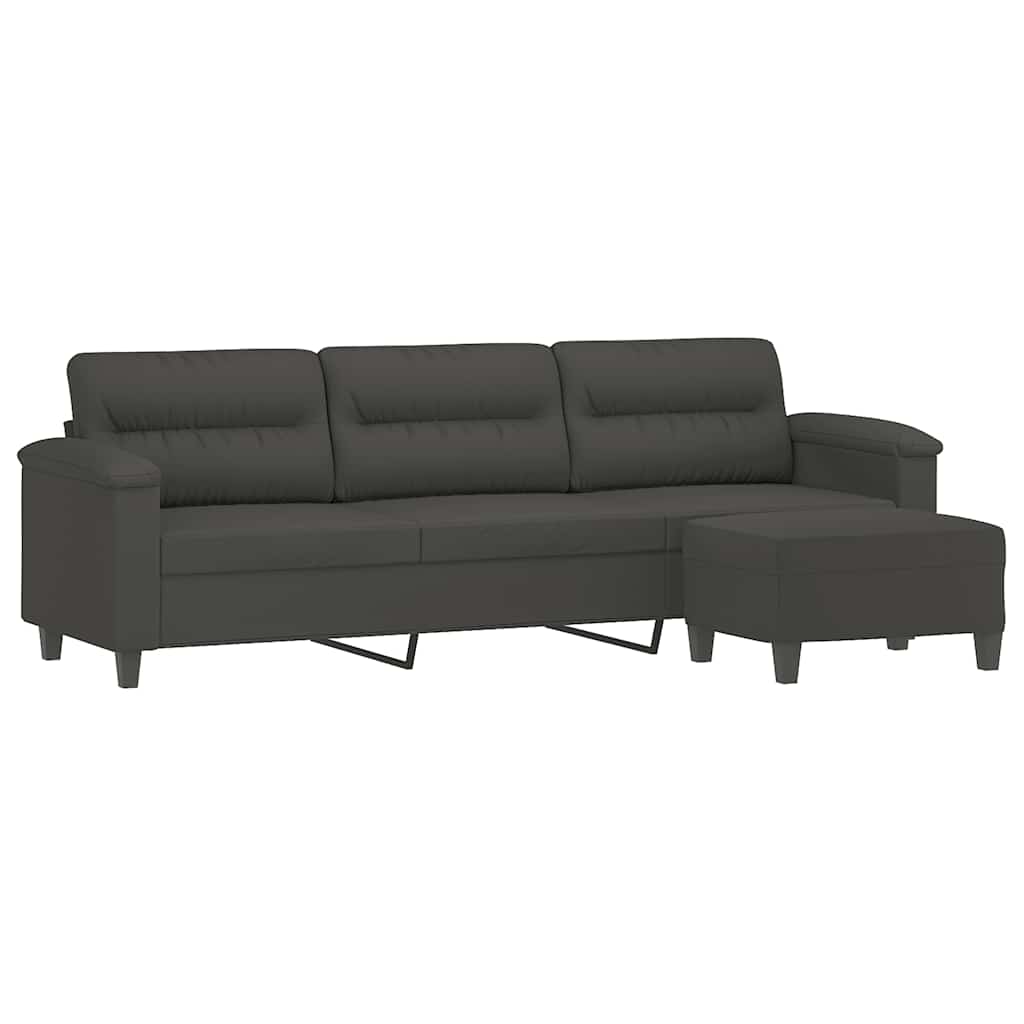 Canapé 3 places repose-pieds Gris foncé 210 cm Tissu microfibre