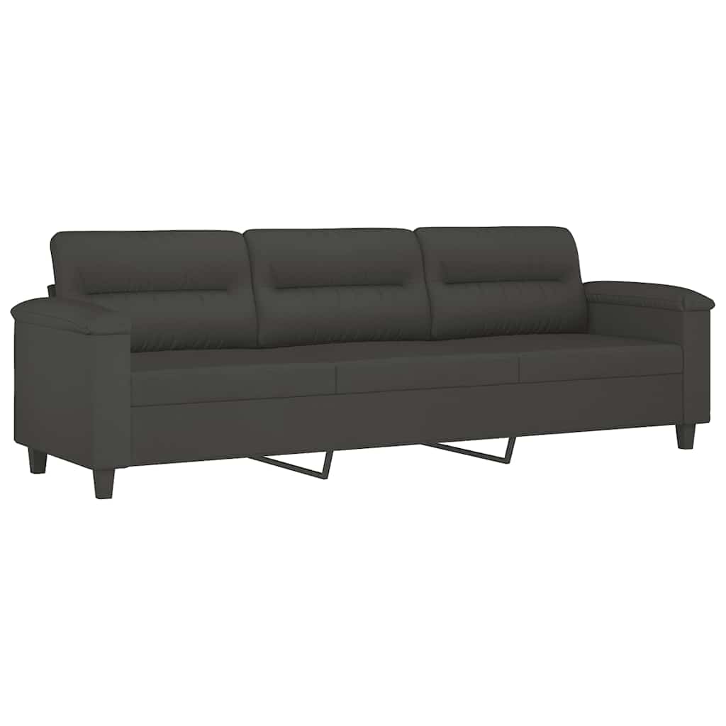 Canapé 3 places repose-pieds Gris foncé 210 cm Tissu microfibre